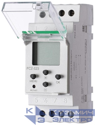 Реле времени PCZ-523 16А 24-264В AC/DC 1 переключ. контакт IP20 1 канал импульс. 1с 99мин 2х60вкл./выключ. монтаж на DIN-рейке F&F EA02.002.003