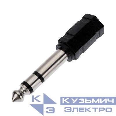 Переходник штекер стерео 6.3мм - гнездо стерео 3.5мм пластик Rexant 14-0202