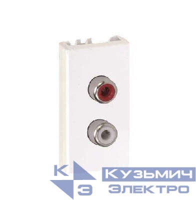 Плата 2-м разъемами RCA (черн./ красн.) под винт 22.5х45мм алюм. Simon Connect K101B-8