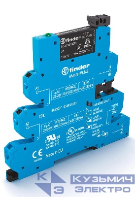 Модуль интерфейсный (сборка 34.51.7.024.0010 + 93.66.7.024) электромеханич. реле MasterPLUS 1CO 6А 24В AC/DC IP20 безвинт. клеммы Push-in FINDER 396100240060