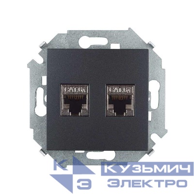 Розетка компьютерная 2-м RJ45 кат.6A AMP FTP графит Simon 1591564-038