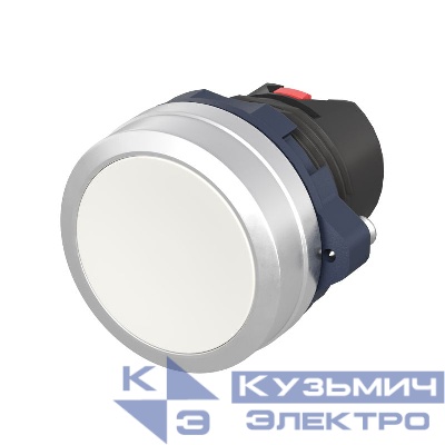 Кнопка плоская без фиксации алюм. кольцо бел. DKC M22P-FMWA