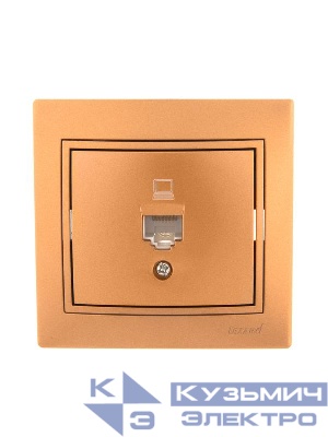 Розетка компьютерная 1-м СП Mira RJ45 зол. метал. LEZARD 701-1313-139