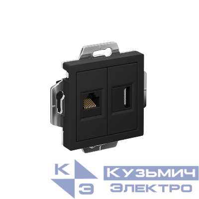 Розетка 2-м СП AtlasDesign HDMI + RJ45 кат.5E механизм карбон SE ATN001082