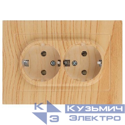 Розетка 2-м СП Accent 6-205-11 16А IP20 250В 2P+E Schuko AL/CU сосна Intro Б0063504