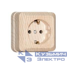 Розетка 1-м ОП Олимп 16А с заземл. сосна UNIVersal 5560902