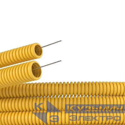 Труба гофрированная ПВХ гибкая легкая d20мм с протяжкой желт. (уп.100м) DKC 91920Y