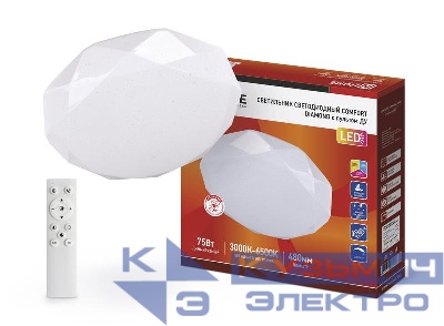 Светильник светодиодный COMFORT DIAMOND 75Вт 3000-6500К 6000лм 230В 480х80мм с пультом ДУ IN HOME 4690612034799