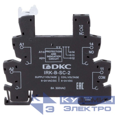 Колодка ультратонкая для реле RIS вх. напр. 6-24В AC/DC винт. Клеммы DKC IRK-B-SC-2