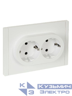 Розетка 2-м СП FORTE&PIANO FP223 16А с заземл. защ. шторки безвинт. крепл. бел. IEK FP-R24-16-1-K01