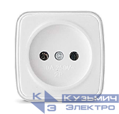 Розетка 1-м ОП Электра 10А IP20 без заземл. бел. Союз 0011