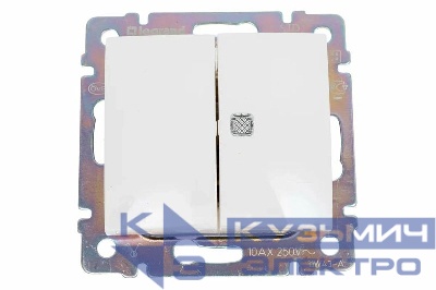 Выключатель 2-кл. СП Valena 10А IP20 с индикацией механизм бел. (DIY-упак.) IEK 694278