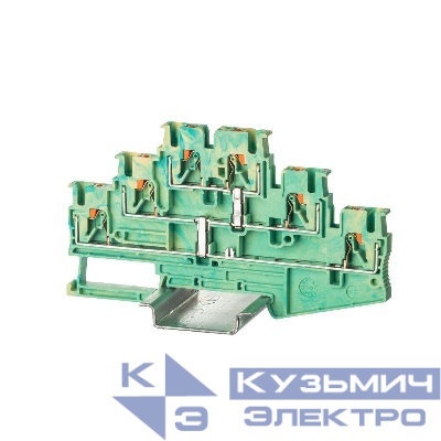 Клемма заземления трехуровневая зажим push-in 6 точек подключения 2.5кв.мм DKC VPR-2.5-3L-PE-YG