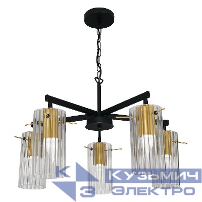 Светильник "Эсми" 251 (плафон 0015) НСБ 01-5х60-138 Е27 (ИМ) подвесной черн. зол. Элетех 1005405249