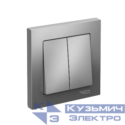 Выключатель 2-кл. AtlasDesign (сх. 5) 10AX быстрозажим. клем. в сборе сталь SE ATN000952S