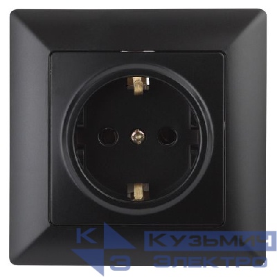 Розетка 1-м СП Solo 4-206-05 16А 250В IP20 2P+E Schuko с заземл. защ. шторки антрацит Intro Б0053685