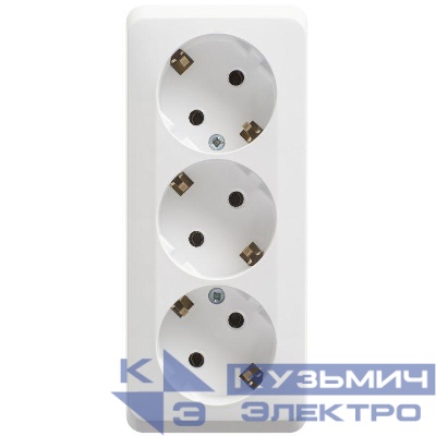 Розетка 3-м ОП Этюд 16А IP20 250В с заземл. без защ. шторок бел. SE PA16-011B