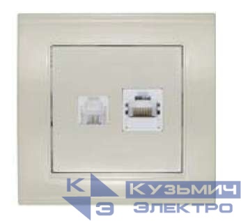 Розетка компьютерная + телефонная 2-м СП Бриллиант сл. кость UNIVersal 7948837