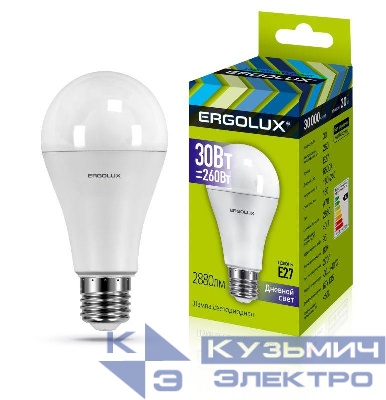 Лампа светодиодная LED-A70-30W-E27-6K ЛОН 30Вт E27 6500К 180-240В Ergolux 14230
