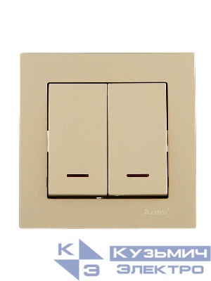 Выключатель двойной с подсветкой VESNA зол. LEZARD 742-3688-112