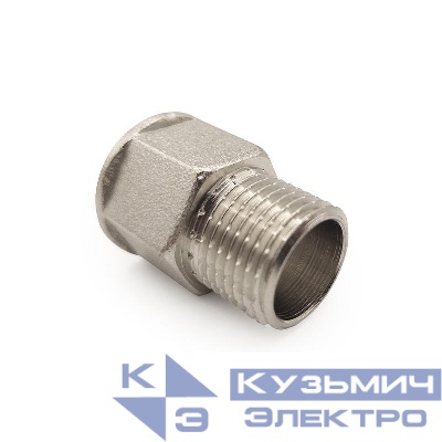 Переходник шестигранный латунь внутр./наружн. резьба 1/2дюймх1/2дюйм еврослот никель RTP 41104