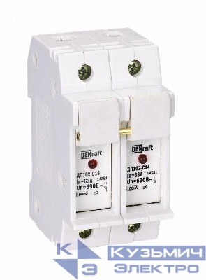 Держатель предохранительного типа C14 ДП102-С14-2P со светодиодной индикацией DEKraft 21387DEK