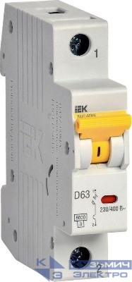 Выключатель автоматический модульный 1п D 63А 6кА ВА47-60МА без тепл. расцеп. KARAT IEK MVA33-1-063-D