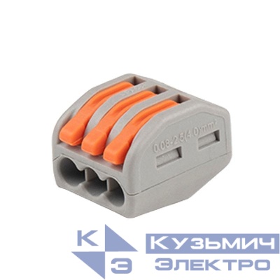 Клемма монтажная рычажного соединения PTC-3P 222-413 BL/10 450В 32А 0.08-2.5(4.0)кв.мм Jazzway 5050730