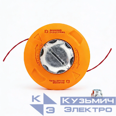 Diamond Industrial Катушка (головка) для триммеров М10х1,25 LH левая резьба, полуавтомат, мет.кнопка, оранжевая Diamond Industrial