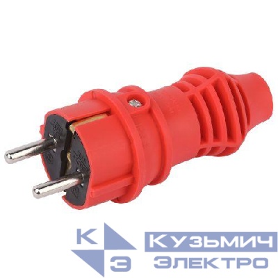 Вилка прямая VX13-R-IP44 16А IP44 с заземл. каучук красн. Эра Б0069322