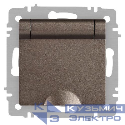 Розетка 1-м СП Accent 6-203-08 16А IP20 250В 2P+E Schuko с крышкой AL/CU Accent бронза Intro Б0063436