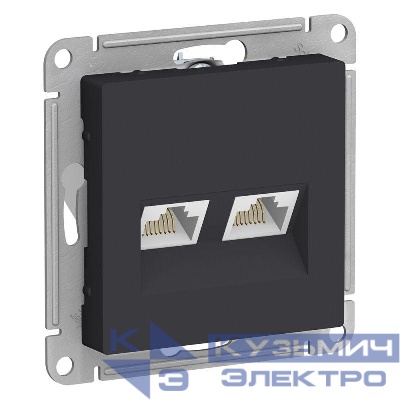 Розетка компьютерная 2-м AtlasDesign RJ45 кат.5E механизм карбон SE ATN001085