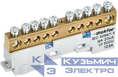 Шина нулевая N неизол. на универс. держ. 8х12-10-С TEKFOR IEK TF-NN20-10-DL-K07