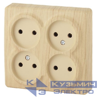 Розетка 4-м ОП Эра Эксперт 11-2210-11 16А IP20 250В 4х2P сосна Эра Б0020708
