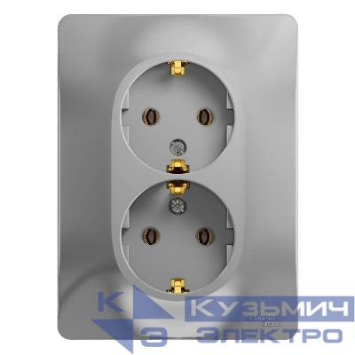 Розетка 2-м СП Glossa 16А IP20 с заземл. в сборе алюм. SE GSL000324