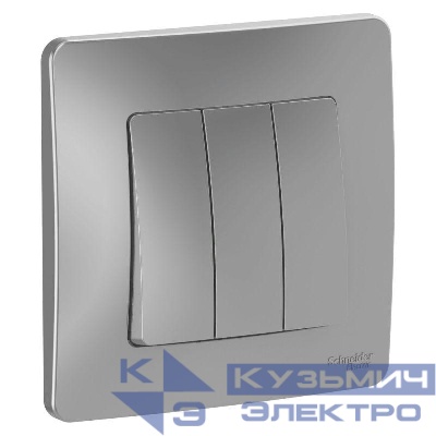 Выключатель 3-кл. СП Blanca 10А IP20 (сх. 1+1+1) 250В алюм. SE BLNVS100503