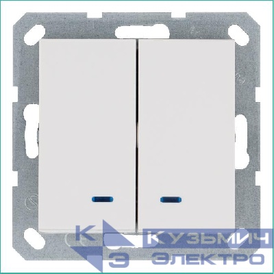 Выключатель 2-кл. 10А IP20 с подсветкой механизм бел. глянцевый Jasmart G3023NW