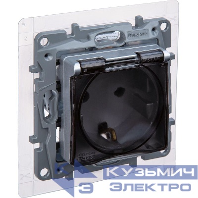 Розетка 1-м СП Etika 16А IP44 250В с заземл. со шторками с защ. крышкой безвинтов. зажимы алюм. IEK 672426