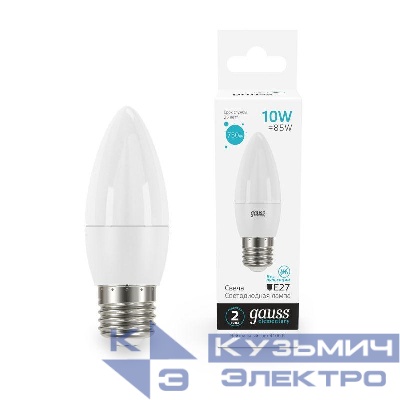 Лампа светодиодная Elementary 10Вт свеча 4100К нейтр. бел. E27 750лм GAUSS 30220
