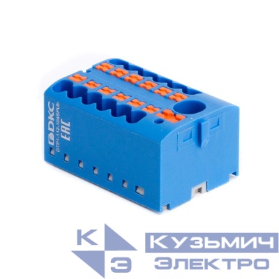 Блок распределительный зажим push-in 1 ввод 6кв.мм 12 точек подключения 2.5кв.мм син. DKC DTP1-112-104SPUB