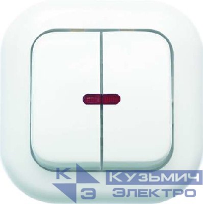 Выключатель 2-кл. СП Валентина 10А IP20 С56-175 с индикацией бел. Кунцево 7649