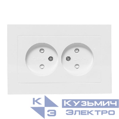 Розетка 2-м СП Эпика 16А без заземл. защ. шторки с рамкой механизм бел. EKF UP1-SOW-201