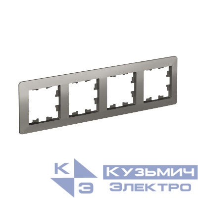 Рамка 4-м AtlasDesign Air сталь/дым. черн. SE ATN220904