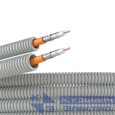 Электротруба ПВХ гибкая гофрированная d20мм с коаксиальным кабелем SAT нг(А)-HF (уп.50м) сер. DKC 9VE92050