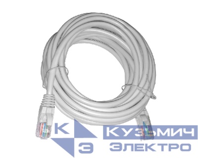 Патч-корд UTP4 cat.5е, 5.0м, CCA, LSZH, серый, литой коннектор NETKO Optima