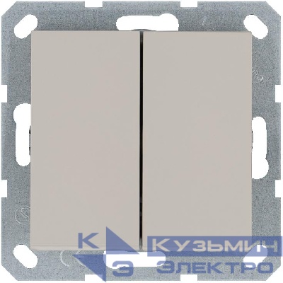 Кнопка 2-кл. 10А IP20 с переключающим контактом механизм тауп Jasmart G3020T