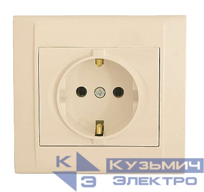 Розетка 1-м СП Defne 16А IP20 с заземл. крем. Makel 42010008
