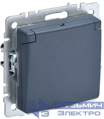 Розетка BRITE РСбш10-3-БрМ 16А IP20 с заземл. защ. шторки с крышкой механизм маренго IEK BR-R16-16-K35