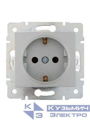 Розетка 1-м СП Karina с заземл. керамика механизм матов. серебр. LEZARD 707-4388-122