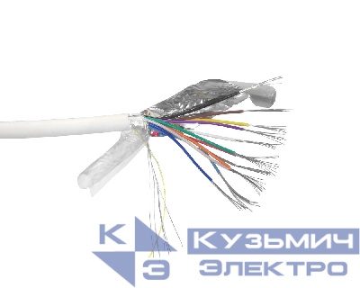 Кабель сигнальный, экранированный 12*0.22мм2 (7*0.2мм) 100м, алюминий, пластиковая катушка, белый NETKO Optima